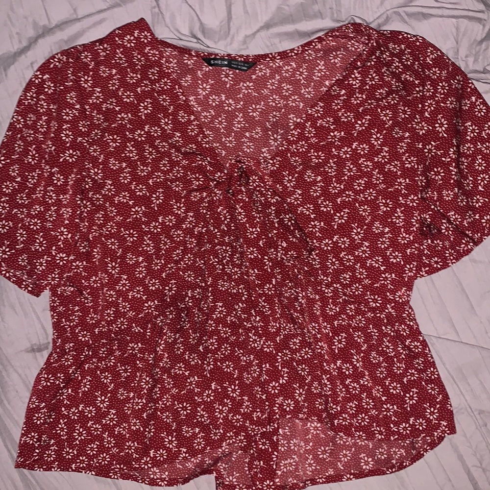 pink flower tie top
